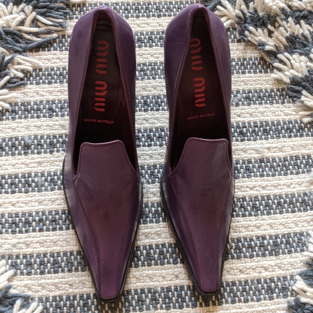 Miu Miu Eggplant Purple Pumps New 37.5